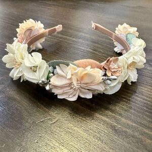 Chiffon floral beaded and studded bridal flower girl headband